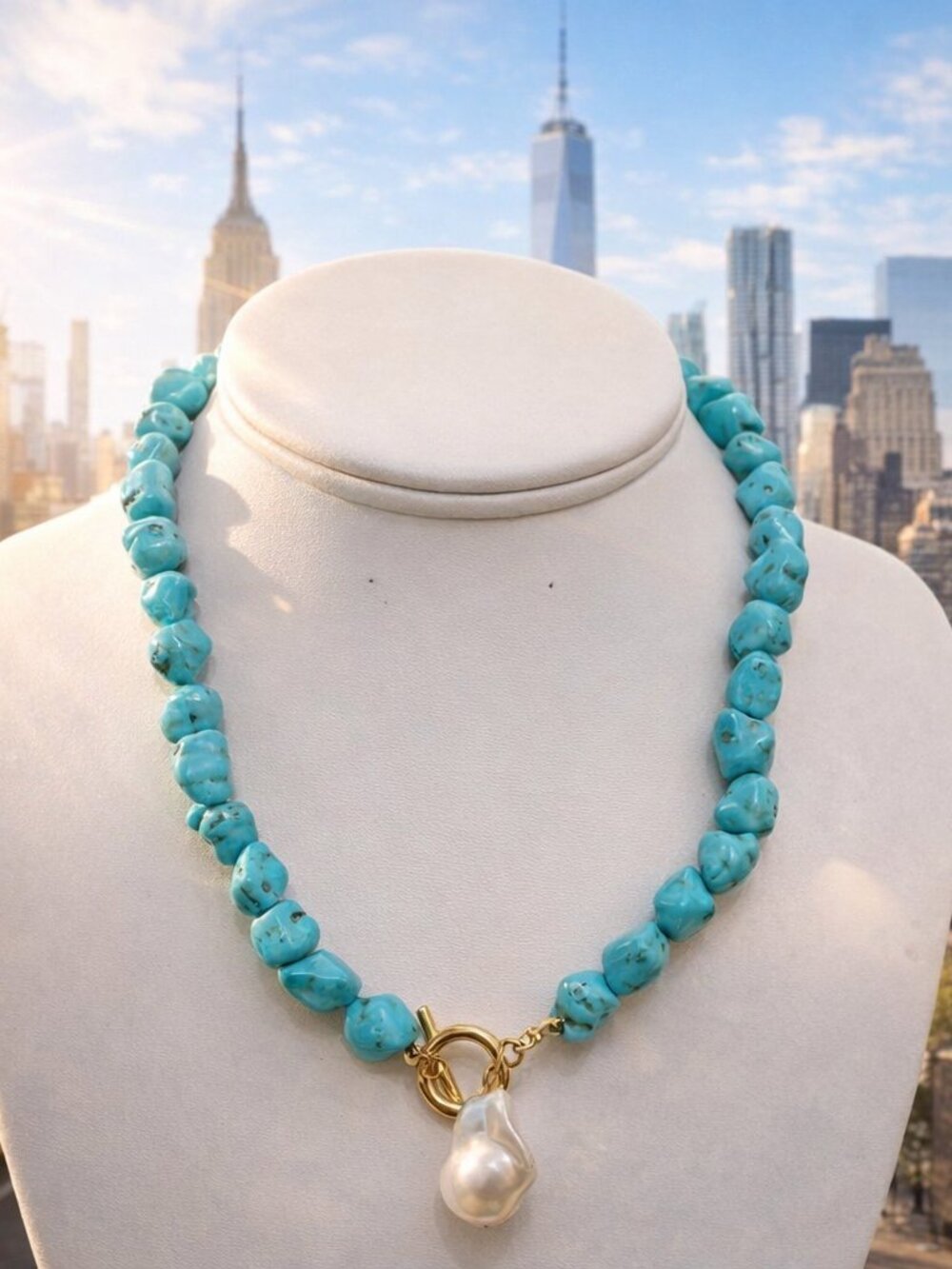 TURQUISE PEARL CHOCKER NECKLACE